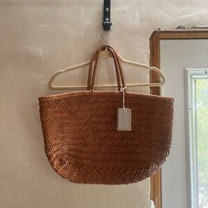 Dragon Diffusion Brown Woven Leather Tote Bag